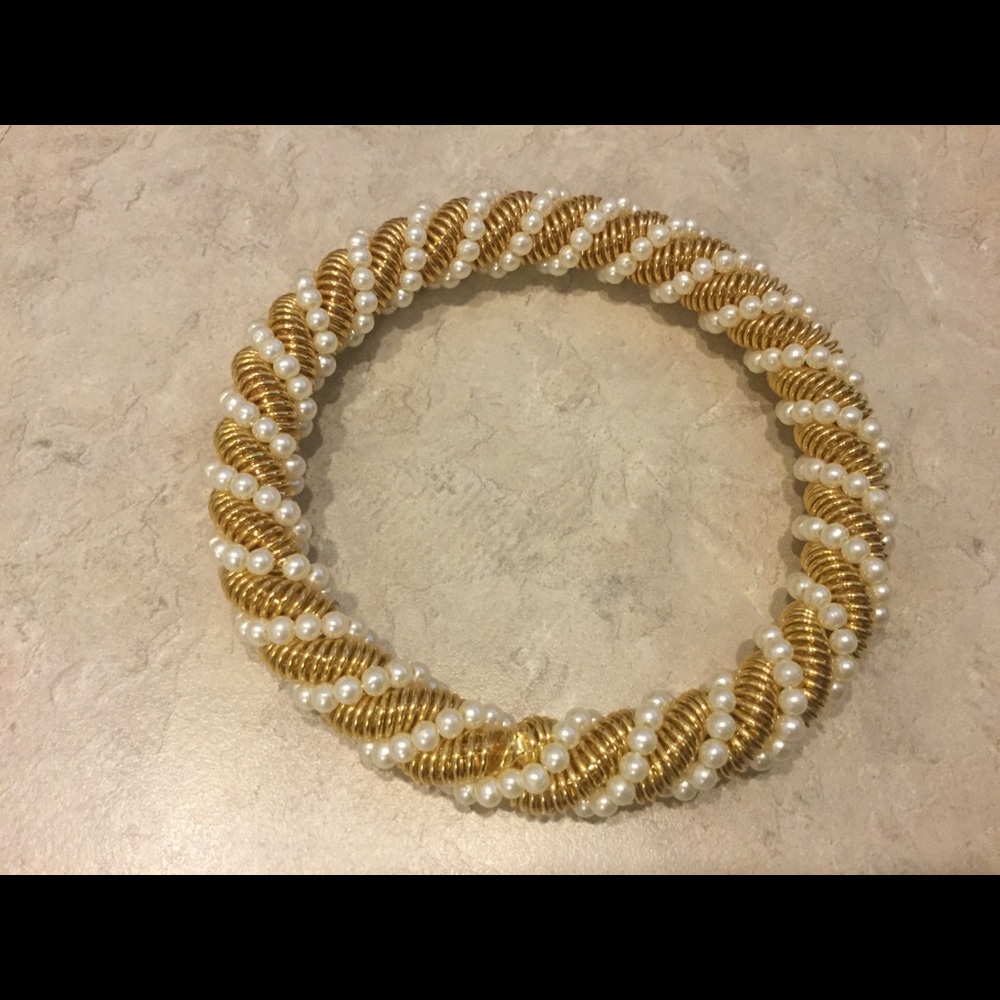 Gold wire and faux pear bracelet